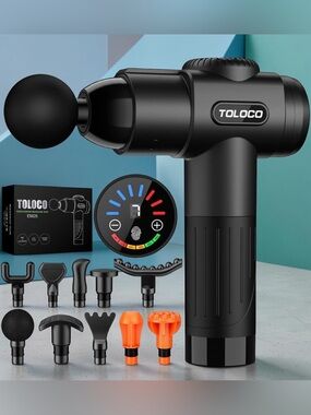 TOLOCO EM26 Massage Gun 10 Heads Black